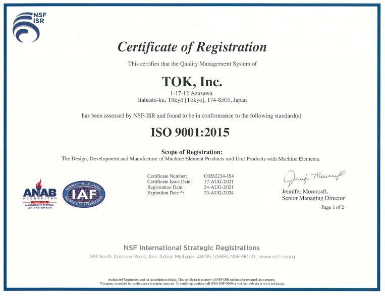 TOK, Inc.　ISO14001