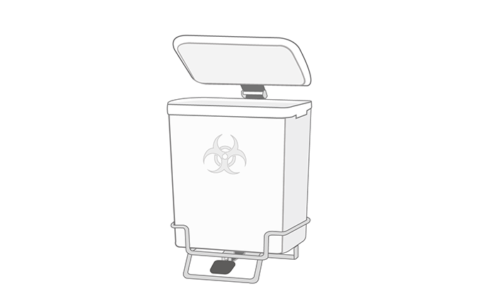 Soft close lid with rotary damper (Medical waste container)