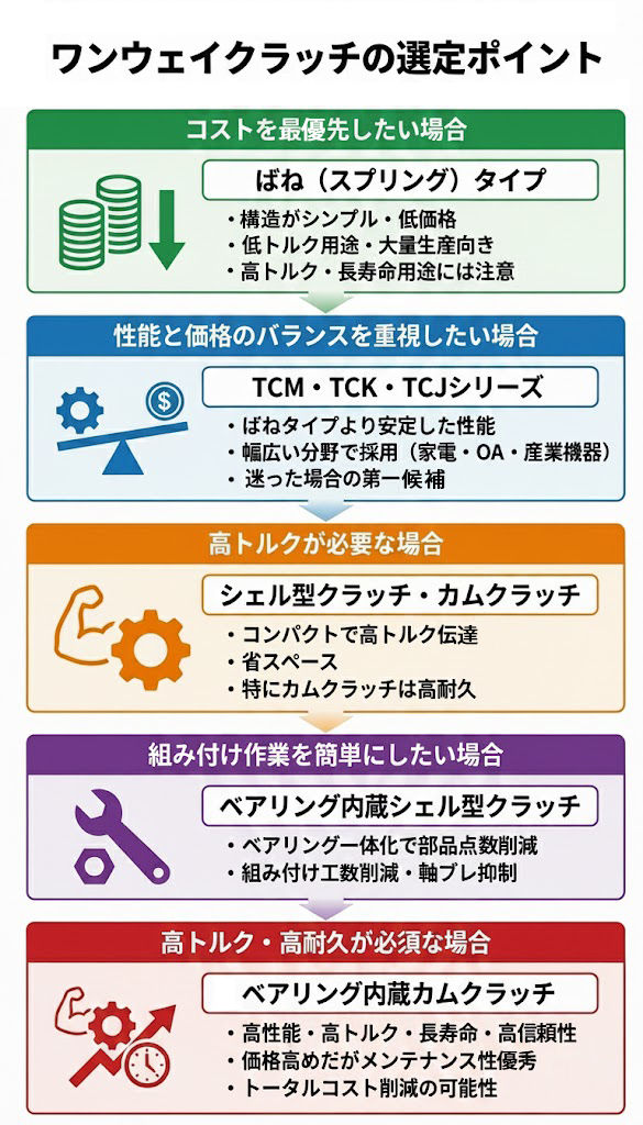 ワンウェイクラッチの選定ポイント
